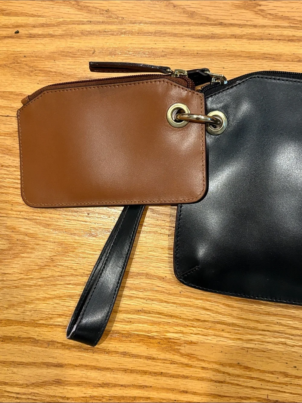 New Lodis Black & Brown Leather Wristlet Duo